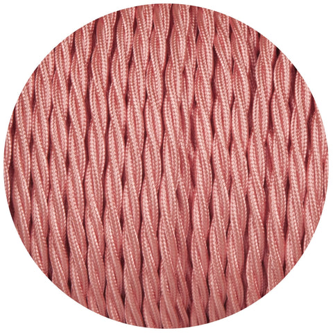 Baby Pink Twisted Fabric Braided Cable - Lightspares
