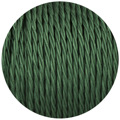 Forest Green Twisted Fabric Braided Cable - Lightspares