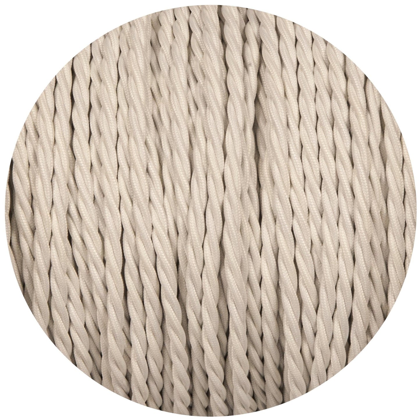 White Twisted Fabric Braided Cable - Lightspares