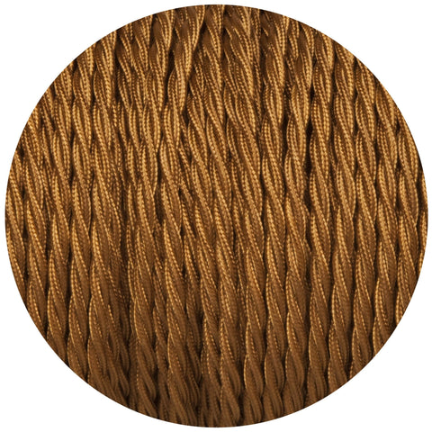 Old Gold Twisted Fabric Braided Cable - Lightspares