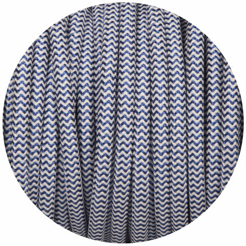 Royal Blue & White Round Fabric Braided Cable