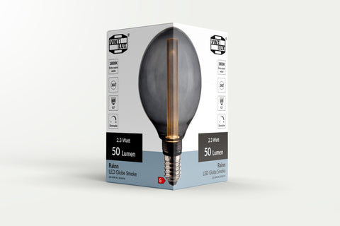 Vintlux E27 Dimmable LED Filament Lamp 2.3W G95 50lm 1800K Rainn Globe Smoke - Lightspares