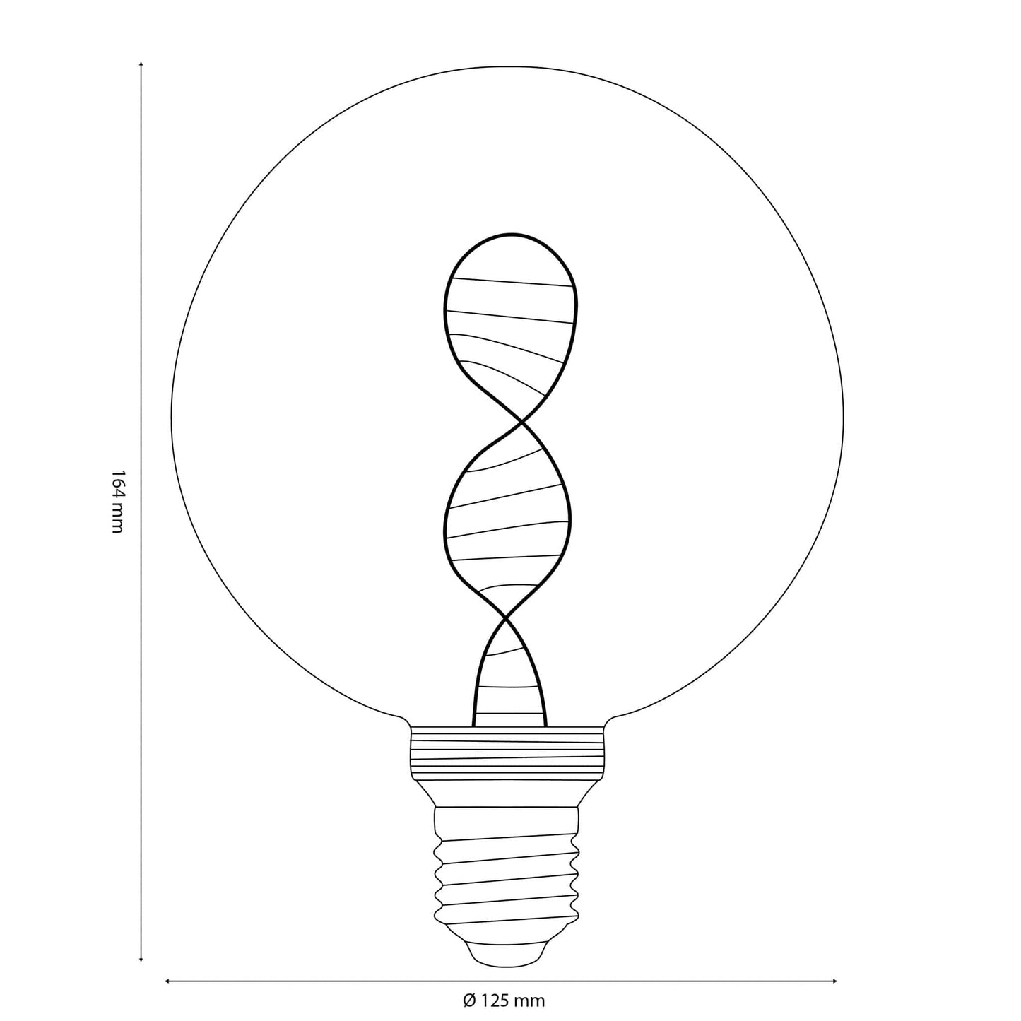 Vintlux E27 Dimmable LED Filament Lamp 4W G125 110lm 1800K Kyodai DNA Globe XL Gold - Lightspares