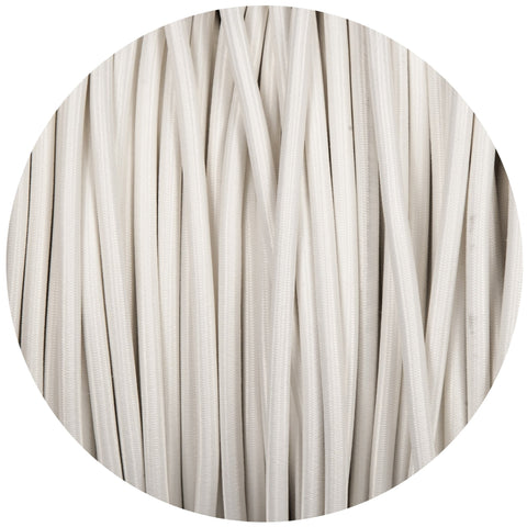 White Round Fabric Braided Cable - Lightspares