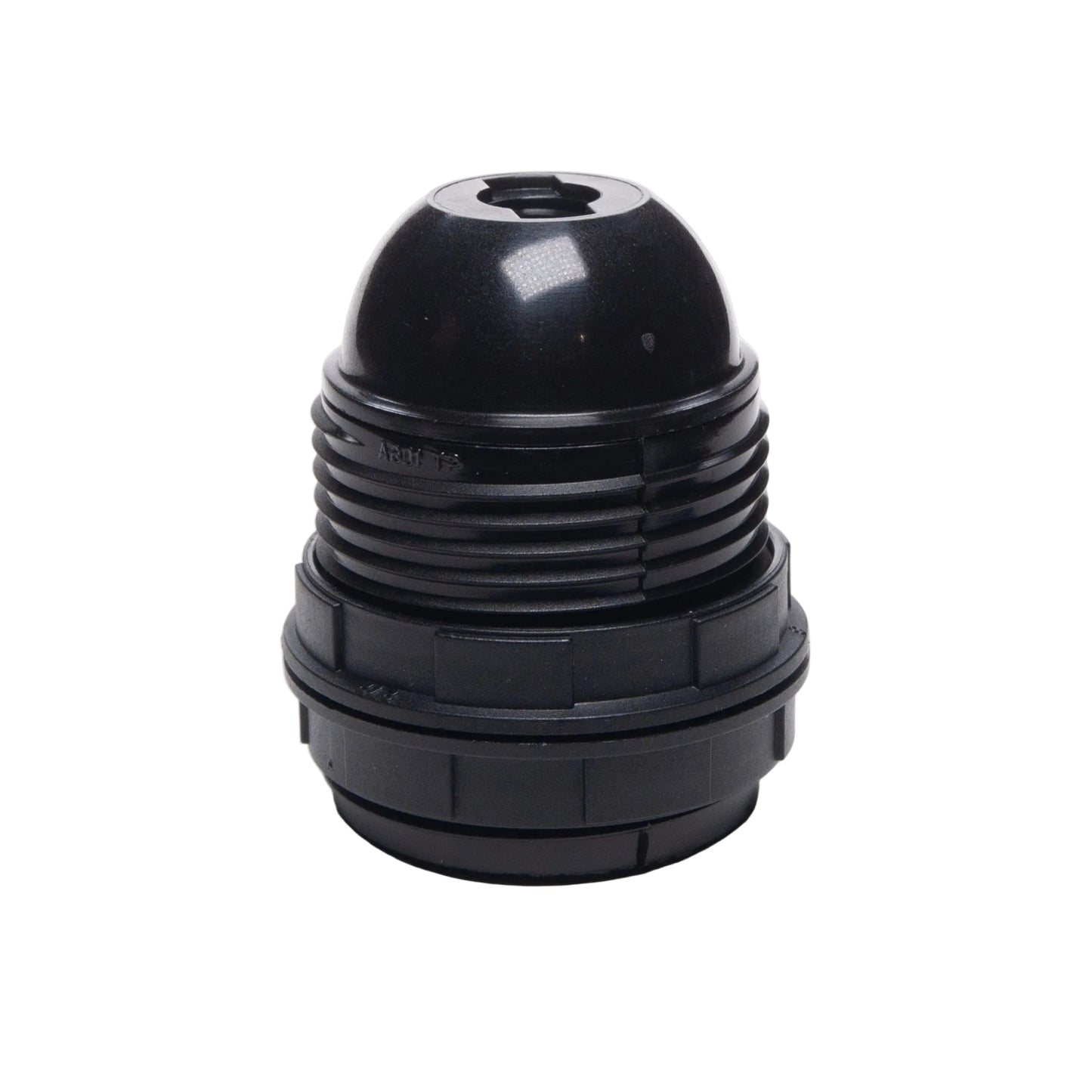 E27 ES Edison Screw Black Plastic Lampholder M10 Threaded with shade rings