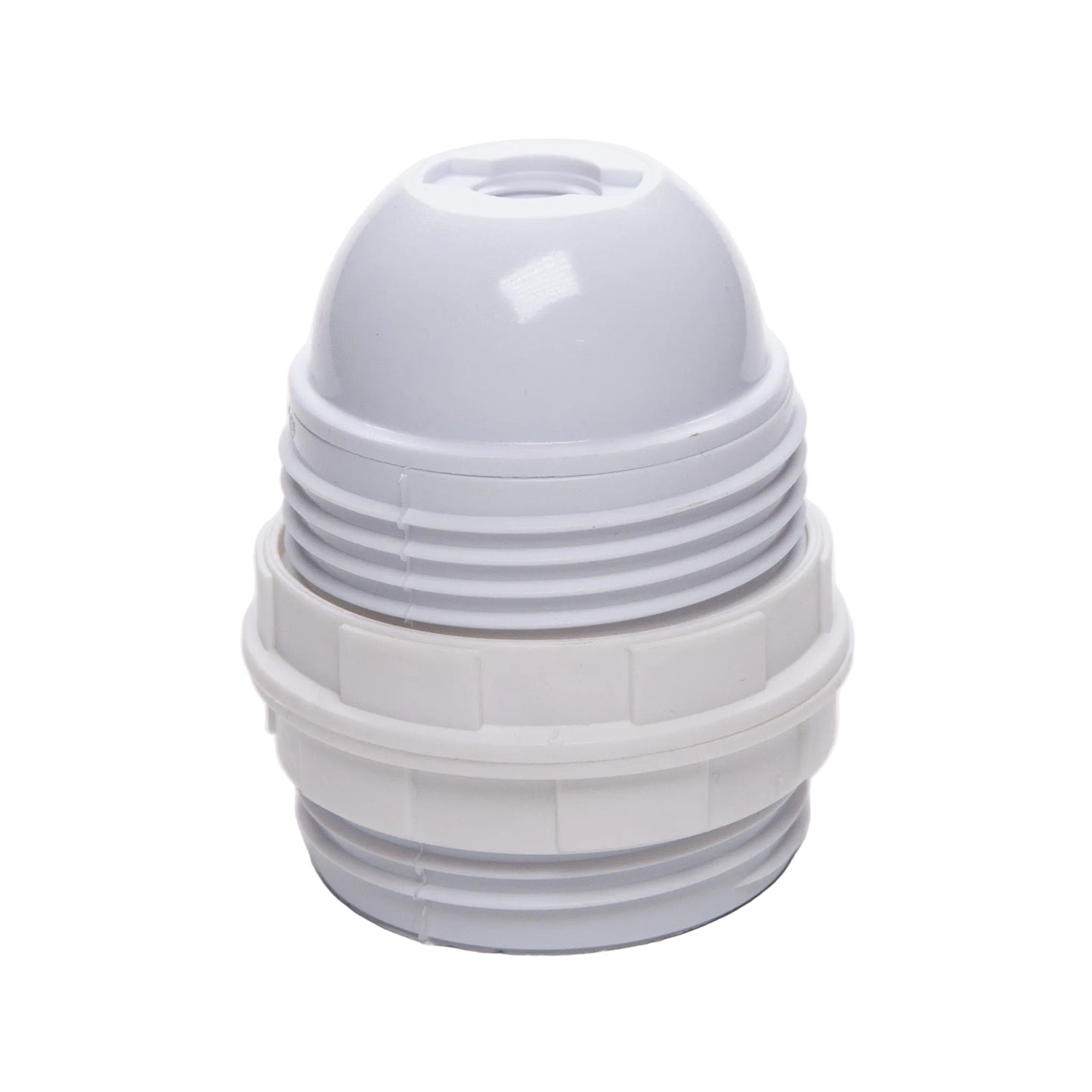 E27 ES Edison Screw White Plastic Lampholder M10 Threaded with shade rings
