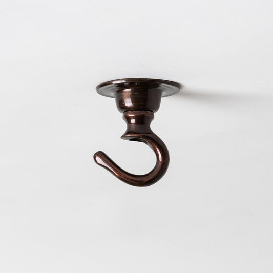 Small Ceiling Hook - Antique Copper - Enamel Shades
