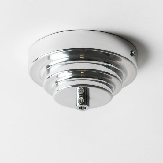 Polished Aluminium Art Deco Style Ceiling Rose