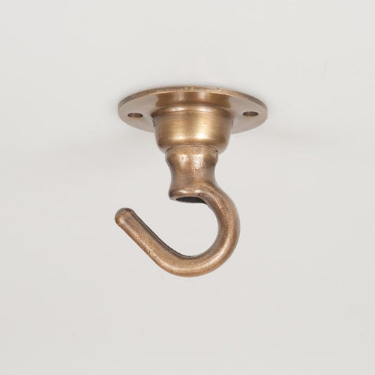 Small Ceiling Hook - Antique Brass - Enamel Shades
