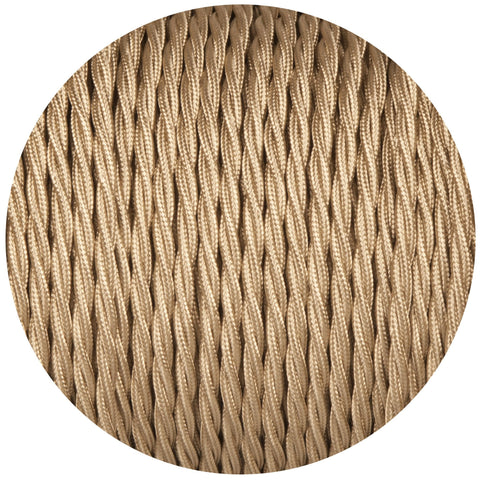 Beige Twisted Fabric Braided Cable - Lightspares
