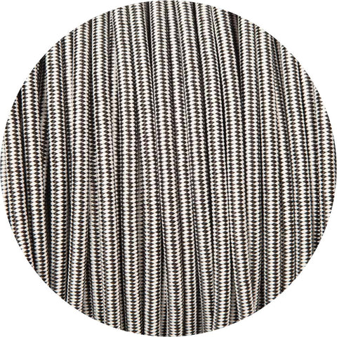 Black & White Diamond Round Fabric Braided Cable - Lightspares