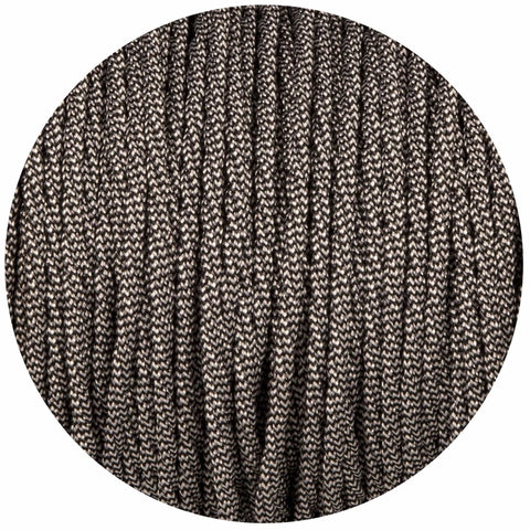 Black & White Twisted Fabric Braided Cable - Lightspares