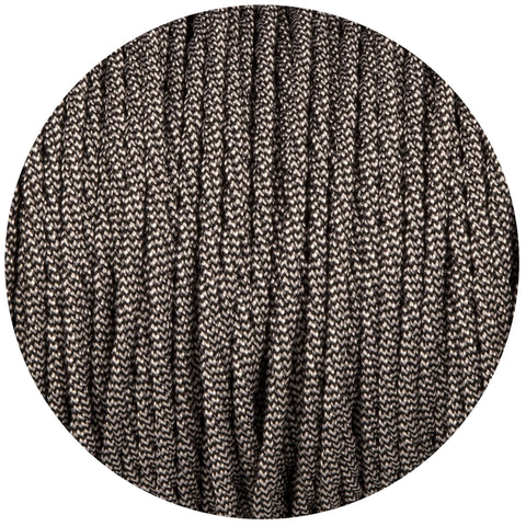 Black & White Twisted Fabric Braided Cable - Lightspares