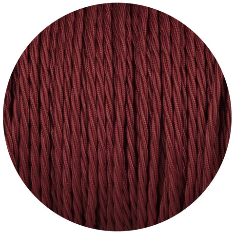 Burgundy Twisted Fabric Braided Cable - Lightspares