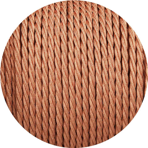 Copper Coloured Twisted Fabric Braided Cable - Lightspares