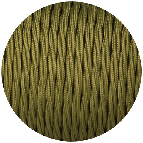 Cyprus Green Twisted Fabric Braided Cable - Lightspares