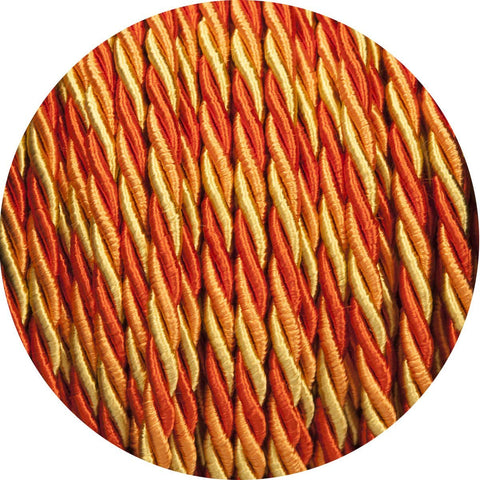Deep Oranges Velvet Twisted Fabric Cable - Lightspares