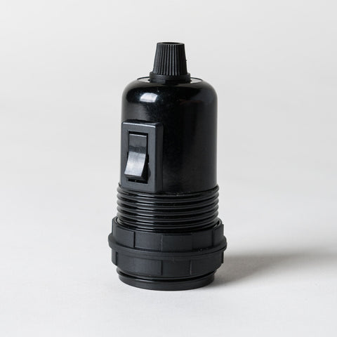 E27 Switched Black Plastic Lampholder with grip