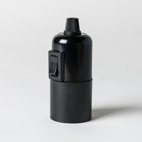 E27 Switched Black Plastic Plain Skirt Lampholder with grip - Lightspares