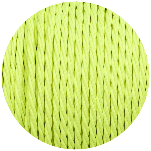 Flouro Hi-Viz Green Round Fabric Braided Cable - Lightspares