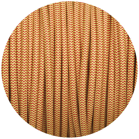 Flouro Lime Green & Red Round Fabric Braided Cable - Lightspares