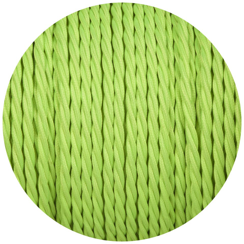 Flouro Lime Green Twisted Fabric Braided Cable - Lightspares