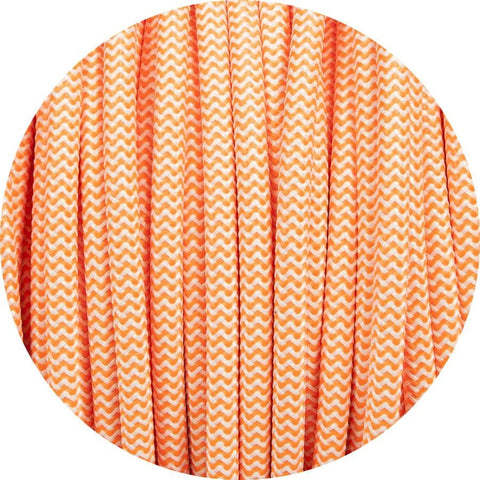 Flouro Orange & White Round Fabric Cable - Lightspares