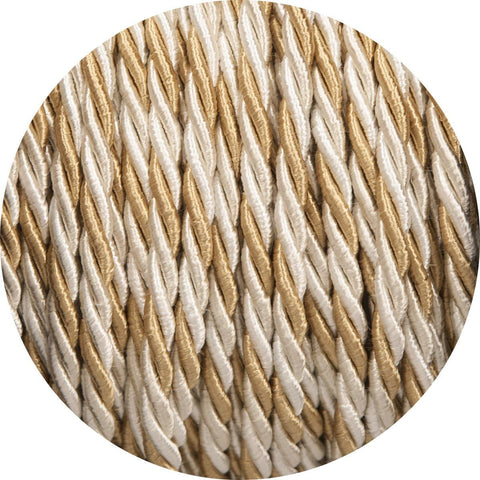 Gold & Cream Velvet Twisted Fabric Cable - Lightspares