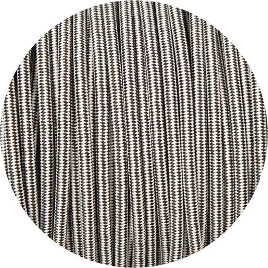 Black & White Diamond Round Fabric Braided Cable - Lightspares