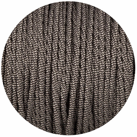 Black & White Twisted Fabric Braided Cable - Lightspares