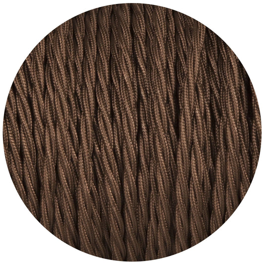 Brown Twisted Fabric Braided Cable - Lightspares