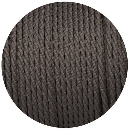 Dusk Grey Twisted Fabric Braided Cable - Lightspares