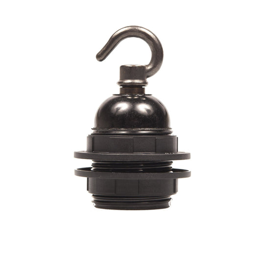 E27 Plastic Wide Ring Lampholder with hook - All Colours - Lightspares