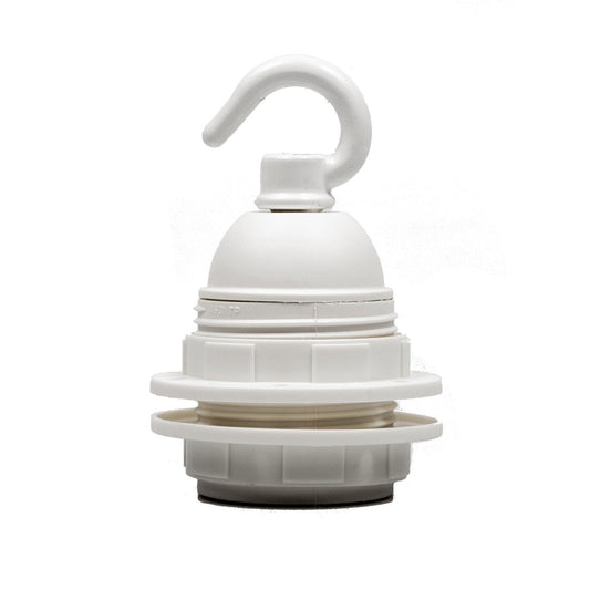 E27 Plastic Wide Ring Lampholder with hook - All Colours - Lightspares