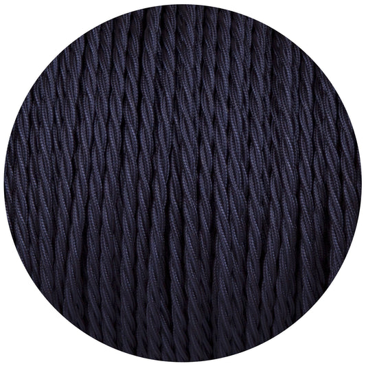Navy Blue Twisted Fabric Braided Cable - Lightspares