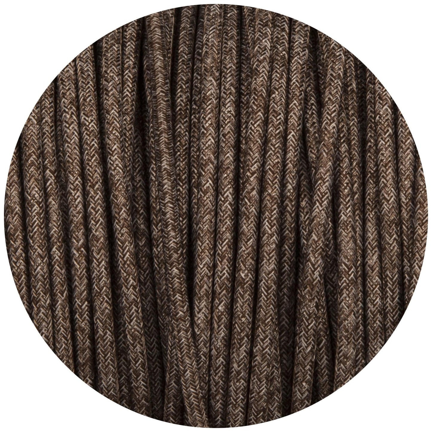 Brown Canvas Round Fabric Braided Cable - Lightspares