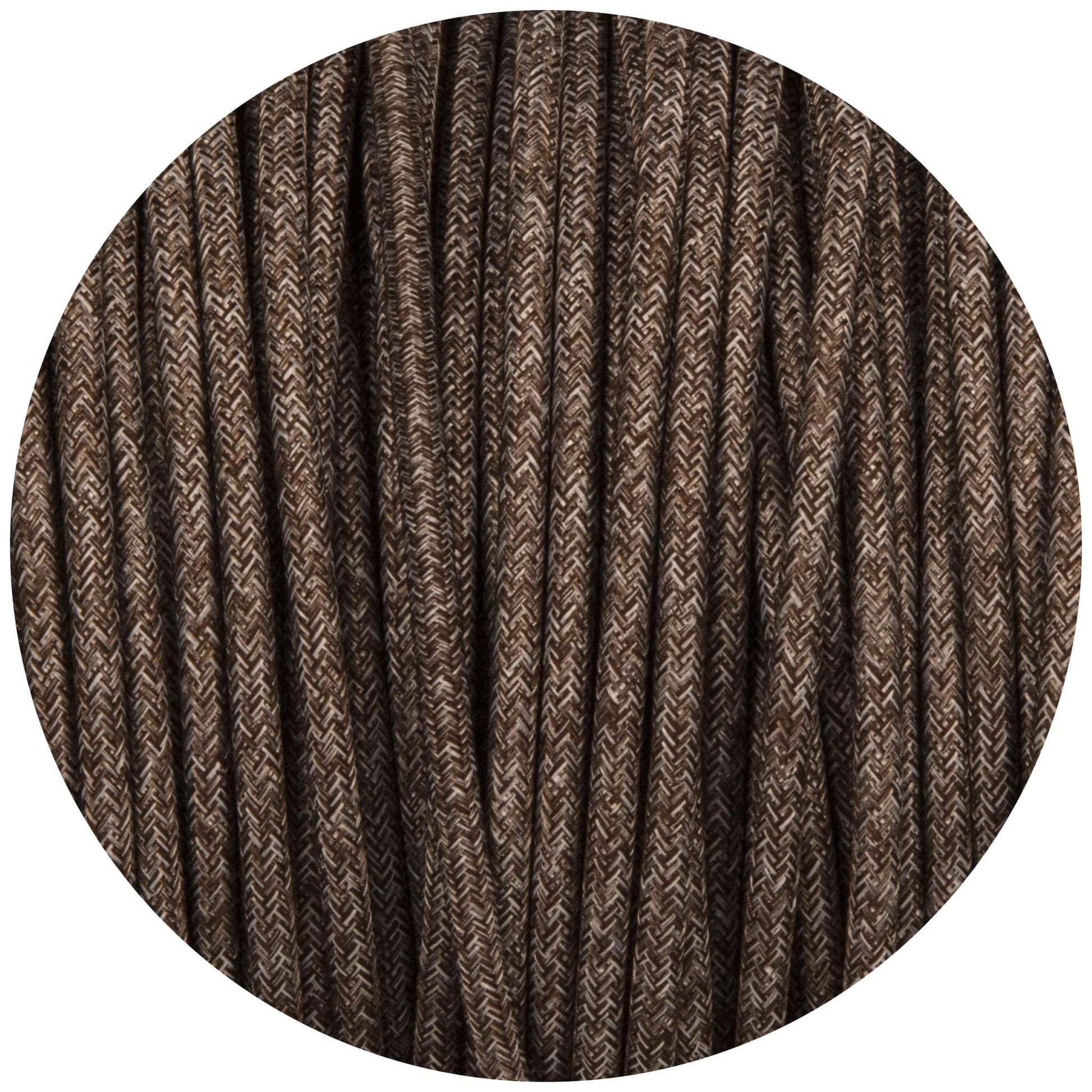 Brown Canvas Round Fabric Braided Cable - Lightspares