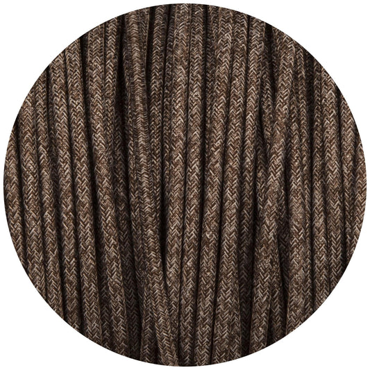 Brown Canvas Round Fabric Braided Cable - Lightspares