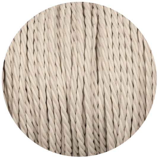 White Twisted Fabric Braided Cable - Lightspares