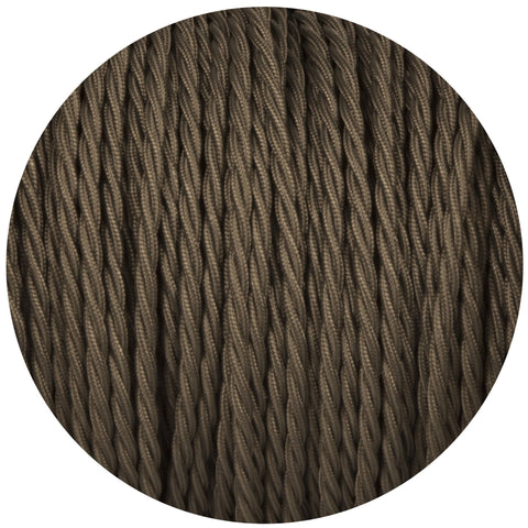 Khaki Twisted Fabric Braided Cable - Lightspares