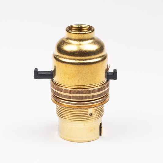 Half Inch Threaded Switched Bayonet Period Lampholder with grip - Brass