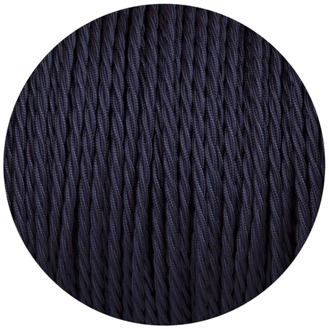 Navy Blue Twisted Fabric Braided Cable - Lightspares