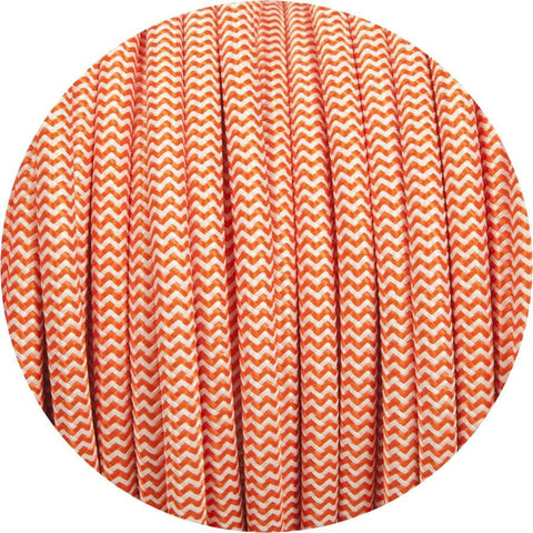 Orange & White Round Fabric Cable - Lightspares