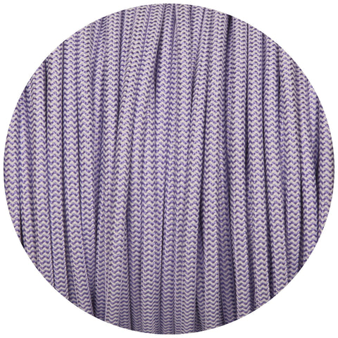 Purple & White Round Fabric Braided Cable - Lightspares