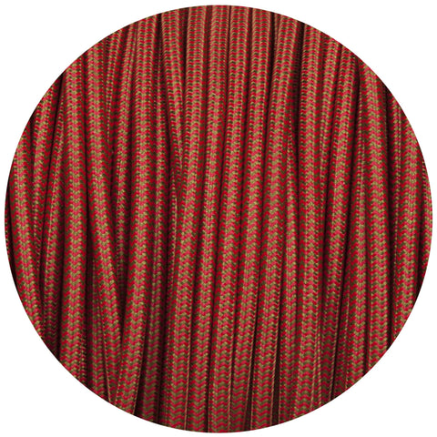 Red & Green Round Fabric Braided Cable - Lightspares