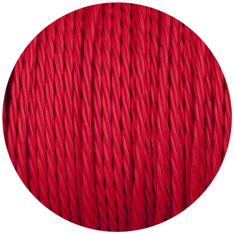 Red Twisted Fabric Braided Cable - Lightspares