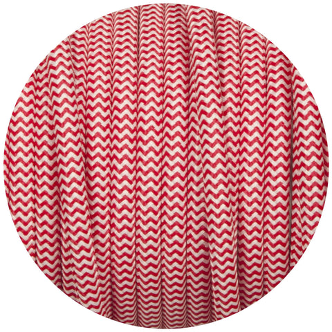 Red & White Round Fabric Braided Cable - Lightspares