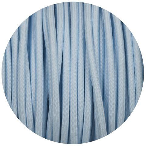Round Fabric Lighting Cable in Baby Blue - Lightspares