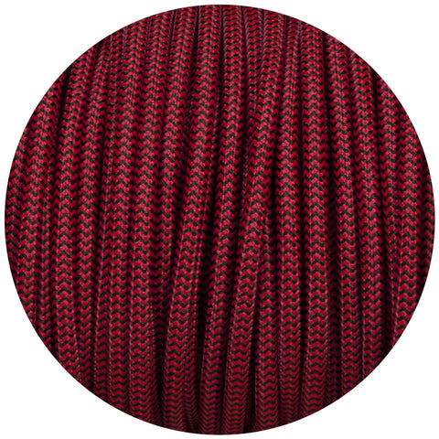 Round Fabric Lighting Cable in Black & Red