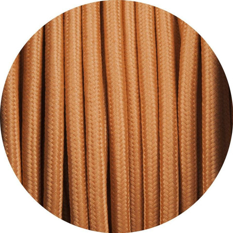 Rust Brown Round Fabric Cable - Lightspares